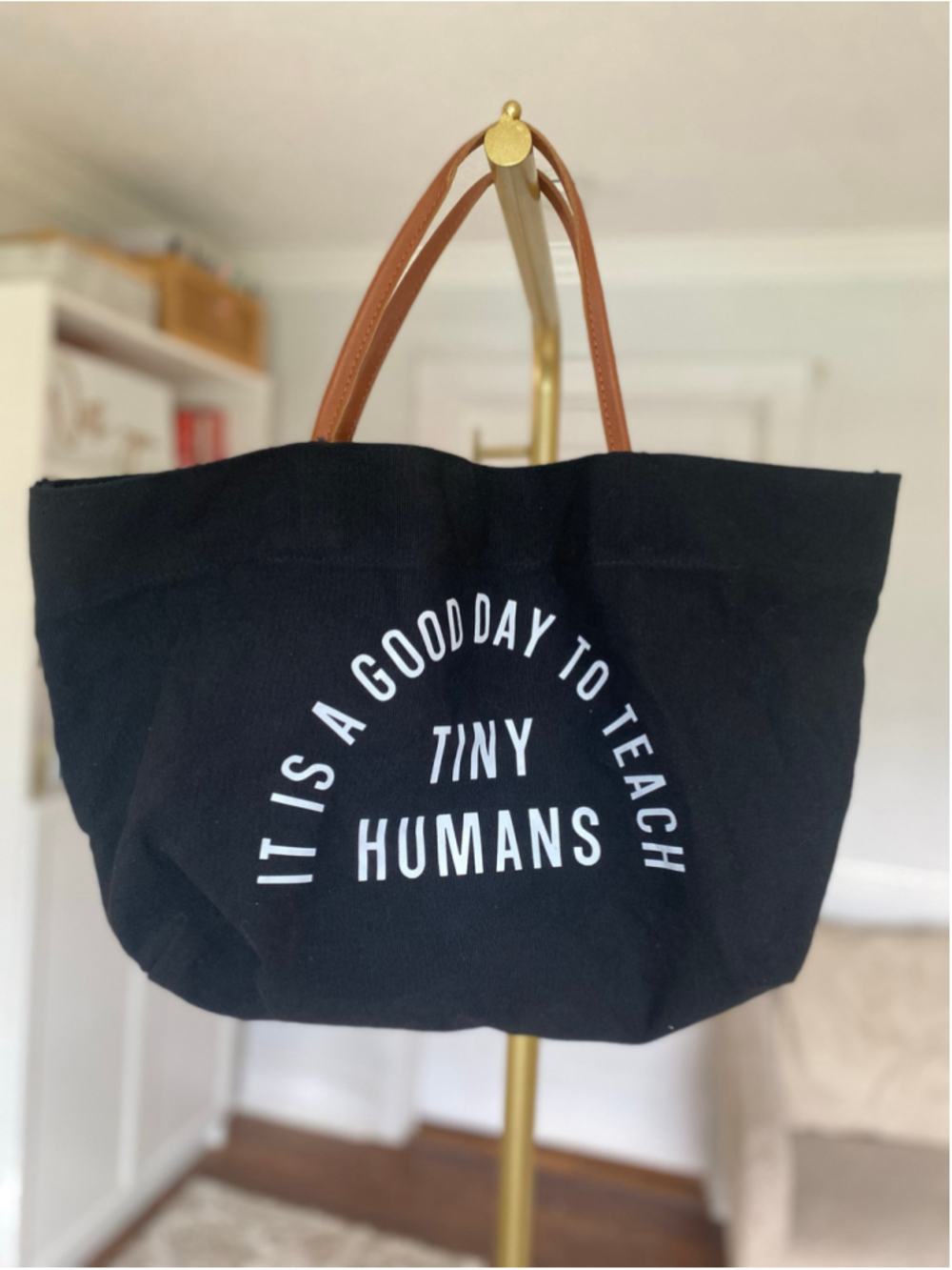 Teacher Canvas Tote Bag Handles Classroom Back To School Carry Gift Boho Present